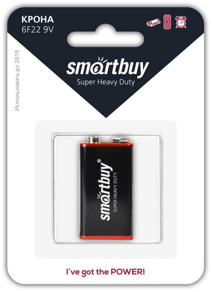 Батарейка BL1 Smartbuy 6F22/1B солевая SBBZ-9V01B