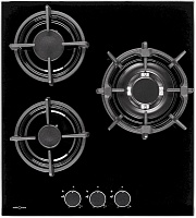 Поверхность газовая KRONA FIERO 45 BL (Узкая, 45 см / Чёрный / 3 конфорки / (1,75/1,0/3,8 WOK) кВт / закаленное стекло / чугун. реш.)