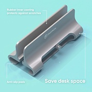 Подставка для ноутбука ONKRON DN-02 15,8" вертикальная, металлическая, пассивное охлаждение Серебристый