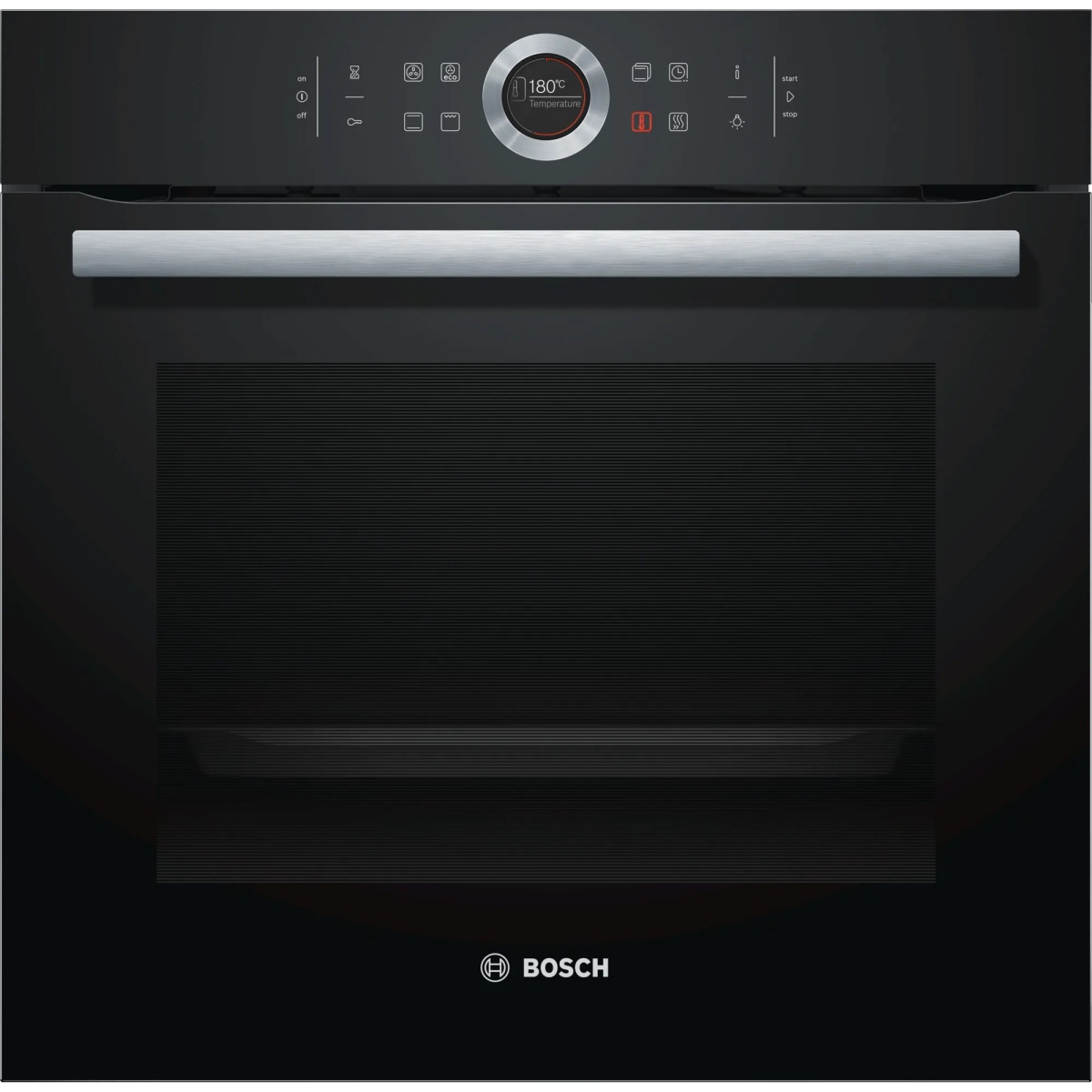 Духовой шкаф Bosch HBG633BB1 (Serie8 / 71 л / до 300 °C / чёрное стекло / Гриль / EcoClean Direct / Таймер EasyClock / A+)