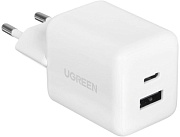 Сетевое зарядное устройство Ugreen X516, (USB/Type-C/3A/30W/PD/QC), Белое (65015)