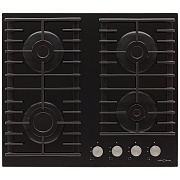 Поверхность газовая KRONA HAGEL 60 BL (Чёрный / 4 конфорки / (1,7/1,7/2,8/1) кВт / закаленное стекло / чугун. реш. / газ-контроль / электроподжиг)