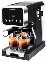 Кофеварка рожковая Sakura SA-6123 (используемый кофе - молотый / 1050 Вт / 1,3 л / чёрный)