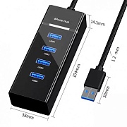Концентратор KS-is KS-727 4xUSB 2.0 в USB 2.0 USB HUB Чёрный