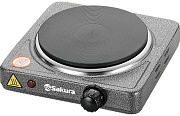 Плитка электрическая Sakura ПЭ-01 (1 конфорка/ чугун/ дисковый нагреватель/ мощность 1000 Вт/ графитовый)