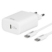 Сетевое зарядное устройство TFN GaN WC-33-2105-WH (USB+USB Type-C/3A/33W/быстрая зарядка QC+PD/белое) Белый