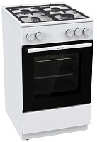 Плита газовая Gorenje GG5A10WFFM (G400 / Белая / духовка - 70 л / 4 газовые конфорки / чугун. решетки / газ-контроль)