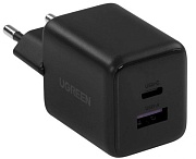 Сетевое зарядное устройство Ugreen X516, (USB/Type-C/3A/30W/PD/QC), Черное (65014)