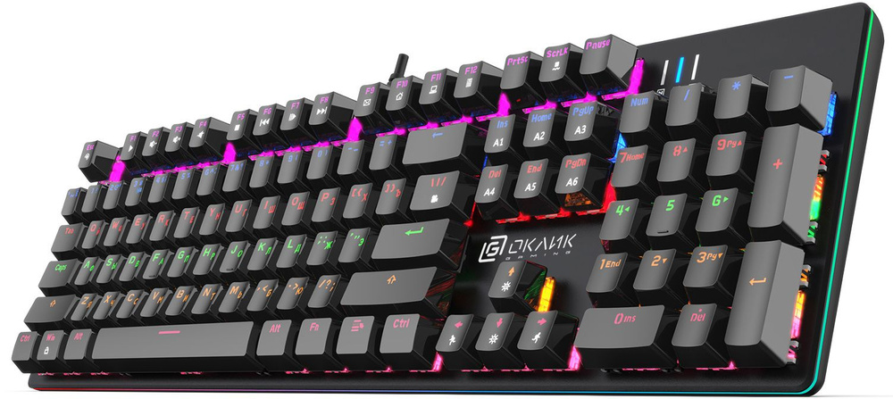 Игровая механическая клавиатура Oklick 990 G2 черный USB Multimedia for gamer LED