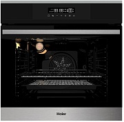 Духовой шкаф Haier HOX-FP3ABX (76 л / Чёрное стекло+нерж.сталь / Гриль / Телескоп.напр.(x1) / Эмаль легкой очистки / Air Fry / A)