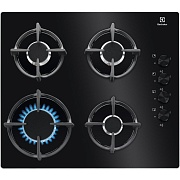Поверхность газовая Electrolux EGG6407K (Чёрное. стекло / чугун. решетки / 4 конфорки (1,9/1,0/1,9/3,0 кВт) / газконтроль / электроподжиг) Чёрный