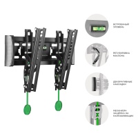 Кронштейн для ТВ ONKRON TM4 чёрный, для 17"-43", наклон 15°, нагрузка до 36,4 кг, расстояние до стены 35-105 мм Чёрный