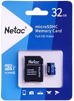 Память micro Secure Digital Card  32Gb class10 Netac / c адаптером SD [NT02P500STN-032G-R] 