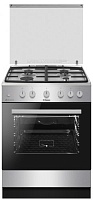Плита газовая Hansa FCGX63193 (Нерж.сталь / духовка - 71 л / 4 газовые конфорки / чугун. решетки / стекл. крышка / газконтроль / эл.поджиг)