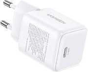 Сетевое зарядное устройство Ugreen X513, (Type-C/3A/30W/PD/QC), Белое (65009)