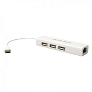 Сетевой адаптер USB KS-is KS-339 с хабом USB-Type C на 3 порта 2.0-RJ45 10/100 Мбит/сек 
