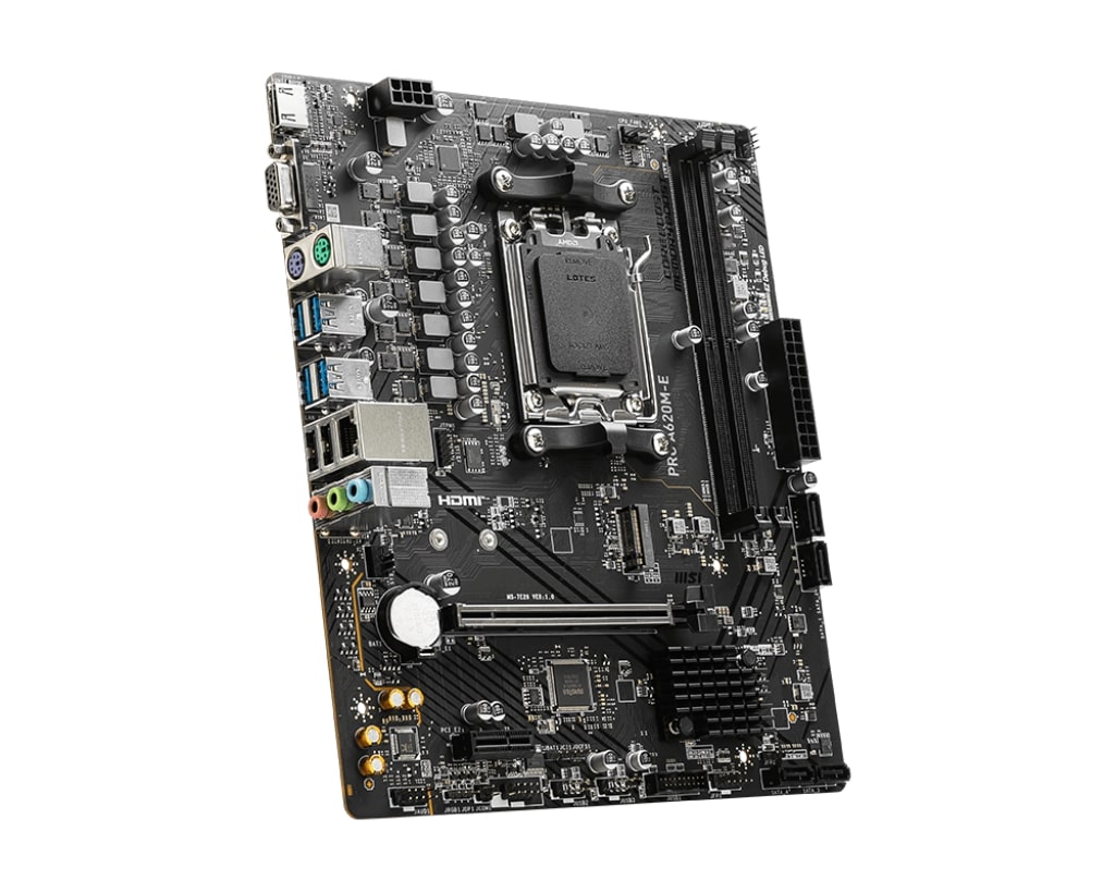 МП <AM5> MSI PRO A620M-E 2DDR5,1PCIe1,1PCIe16,1M2,4SATA, 4USB3, 2USB2, HDMI, VGA (D-Sub)