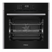 Духовой шкаф Hansa BOES69871 (77 л / до 280 °C / Чёрный+нерж.сталь / Катализ / Гриль / SoftSteam / Телескоп. направляющие (x1) / А)