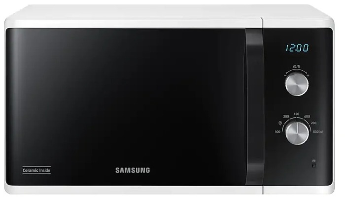 Микроволновая печь Samsung MS23K3614AW (23 л, 800 Вт, переключатели поворотный механизм, гриль, дисплей, белый/черный)