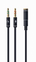 Переходник 3.5 mm jack (4-pin) - 3.5 mm jack (x2) GEMBIRD (CCA-418M), розетка-вилки, длина - 0.2 метра 