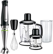 Блендер Braun Multiquick 7 MQ7045X (1000 Вт/ скоростей 10/ турборежим/ венчик, измельчитель, кувшин, стакан)