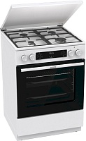 Плита комбинированная Gorenje GK6C5WF (Белая / духовка - 71 л / 4 газовые конфорки / чугун. решетки / металл. крышка / газ-контроль / электроподж.)