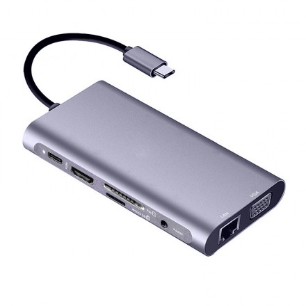 Купить док-станция/сетевой адаптер usb 3.1 type-c ks-is ks-701 (rj45  1гбит/с, 3xusb 3.0 type-a, 1xusb 3.0 type-c, 4k hdmi, vga, cardreader  sd/tf, 3.5mm jack) в интернет магазине “Сохо”: цены, описание, отзывы