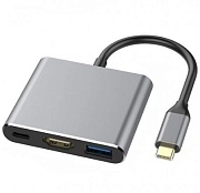 Переходник USB Type C-HDMI 3 в 1 KS-is (KS-342P)