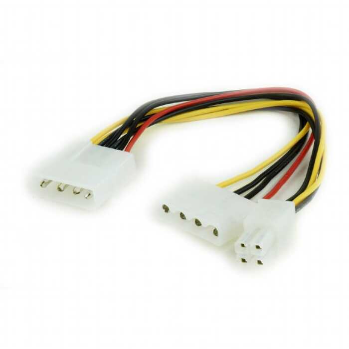 Кабель питания Molex - Molex + ATX (4 pin) GEMBIRD (CC-PSU-4), вилка - розетка + вилка, длина - 0.15 метра