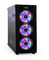 Корпус Miditower ExeGate i3 BASE (ATX, без БП, с окном, 1*USB+1*USB3.0, аудио, 4 вент. 12см с RGB подсветкой) 