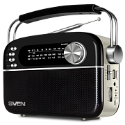 Радиоприемник SVEN SRP-505 / 3W / microSD / USB / FM / Батарея - 1200 mAh / Черный / материал – пластик
