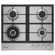 Поверхность газовая Indesit THPM 642 W/IX/I (Нерж. сталь / чугун. решетки / 4 конфорки (1,75/1,0/1,75/3,3 кВт) / WOK / газконтроль / электроподжиг) Нержавеющая сталь