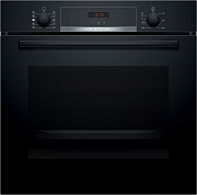 Духовой шкаф с добавлением пара Bosch HRA534BB0 (Serie 4 / 71 л / до 275 °C / Черное стекло / Гриль / EcoClean (задняя стенка) / резервуар 250 мл / A) Чёрный