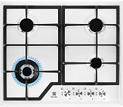 Поверхность газовая Electrolux EGS6436WW (Slimline 600/ Белая сталь/чугун.решетки / 4 конфорки (1,9/1,0/1,9/WOK4,0 кВт) / газконтроль / электроподжиг)