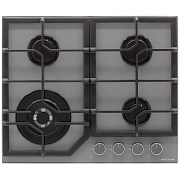 Поверхность газовая KRONA MYSTERIUM gh 60 GR(Серый / 4 конфорки / (1/2/2/3,8WOK) кВт / закаленное стекло / чугун. реш. / газ-контроль / электроподжиг)