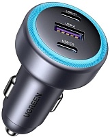 Автомобильное зарядное устройство UGREEN EC307, (USB/Type-C*2/PD/QC/30W), Серое