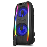 Беспроводная портативная колонка SVEN PS-740 / 100W / microSD / USB / FM / Bluetooth /  Батарея 4400mAh / RGB подсветка / караоке / Чёрный Чёрный