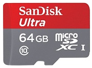 Память micro Secure Digital Card  64Gb class10 SanDisk (БЕЗ УПАКОВКИ) 80MB/s Ultra Android UHS-I без адаптера SD /SDSQUNS-064G-GN3MN/