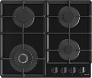 Поверхность газовая Gorenje GTW641EB (Essential / Чёрный / закаленное стекло / чугун / WOK) Чёрный