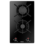 Поверхность газовая Hansa BHKS330500 (Чёрное стекло / чугун. решетки / 2 конфорки (1,0/2,8кВт) / газконтроль / эл.поджиг)