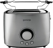 Тостер Gorenje T1000E (1000 Вт/ тостов - 2/ подогрев, размораживание, решетка для подогрева булочек, поддон для крошек/ металл)