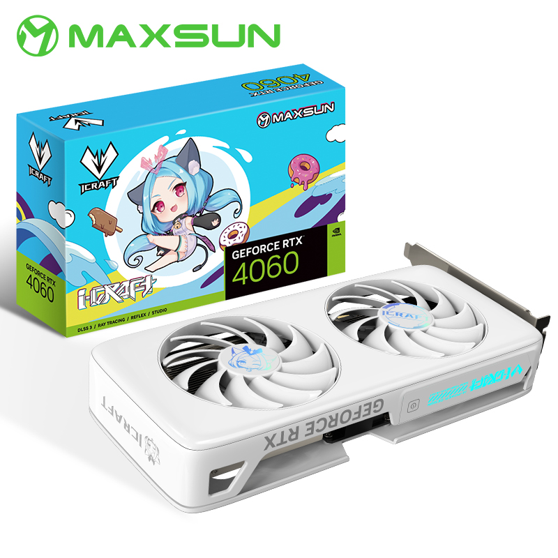 maxsun ms rtx4060 icraft oc 8g limitedx2 8gb gddr6 2550 1830 17000mhz 1 hdmi 3 displayport