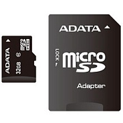 Память micro Secure Digital Card  32Gb class10 A-DATA UHS-I / +адаптер [AUSDH32GUICL10-RA1] 