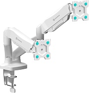 Крепление для двух мониторов ONKRON G160 белый, для 13"-32", наклон 55°, поворот 180°, нагрузка до 16 кг, расстояние до стола 0-485 мм