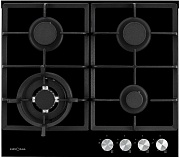 Поверхность газовая KRONA ALMA 60 BL (Чёрный / 4 конфорки /1,75 кВт / 1,75 кВт / 3,8 кВт WOK / 1 кВт / закаленное стекло / чугун. решетки)