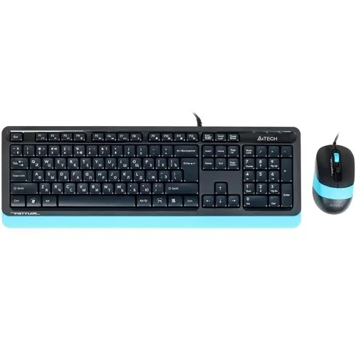 Комплект клавиатура+мышь проводная A4Tech Fstyler F1010, черный/синий