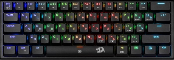 Клавиатура проводная Redragon Anivia RGB, механическая Outemu Red, USB, 1.8м., черная