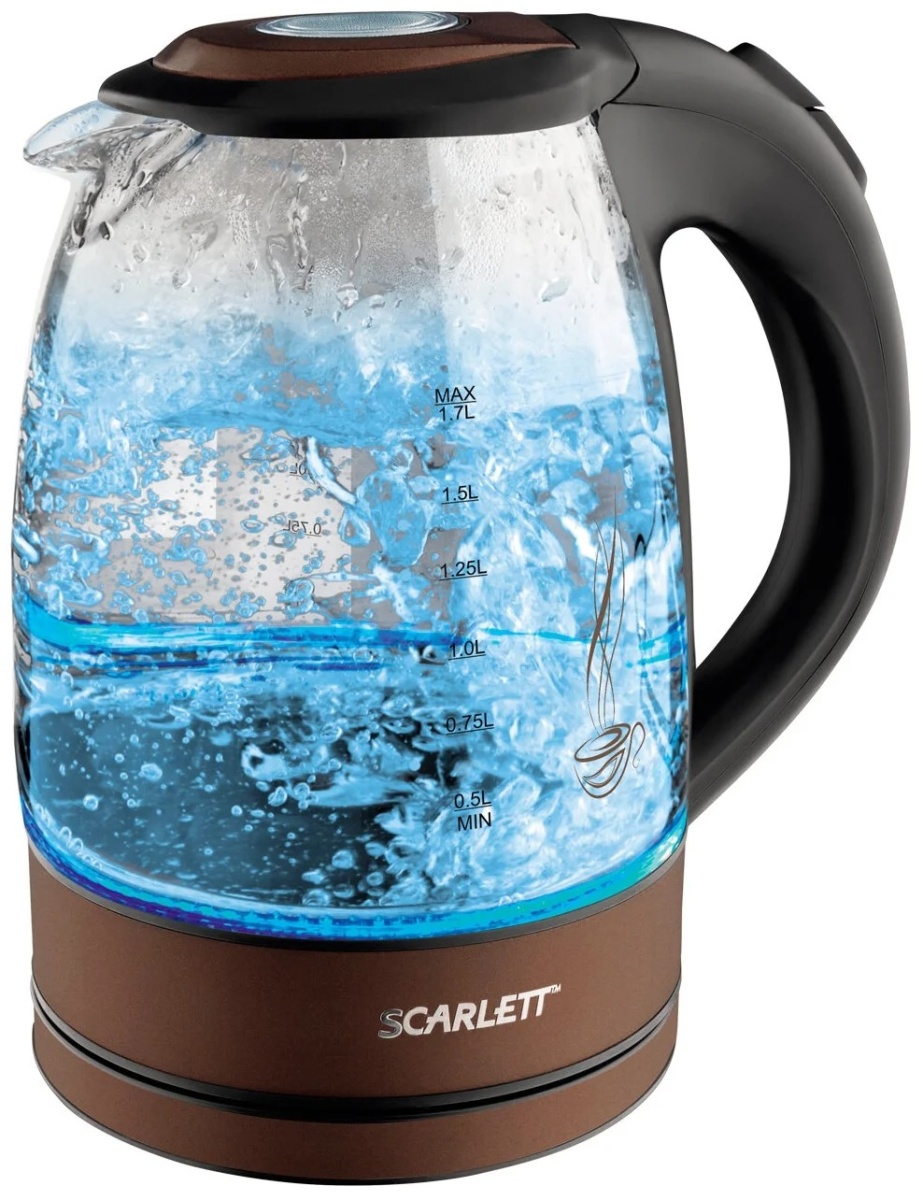 Чайник Scarlett SC-EK27G98 (2200Вт / 1,7л / стекло/ коричневый)