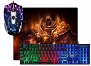 Игровой комплект клавиатура + мышь + коврик AURA MKP-117, USB, черный