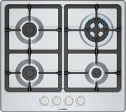 Поверхность газовая Bosch PGH6B5K90 (Serie4 / Нерж. сталь / чугун. решетки / 4 конфорки (1,75/1,0/1,75/3,0кВт) / электроподжиг/ газконтр.)